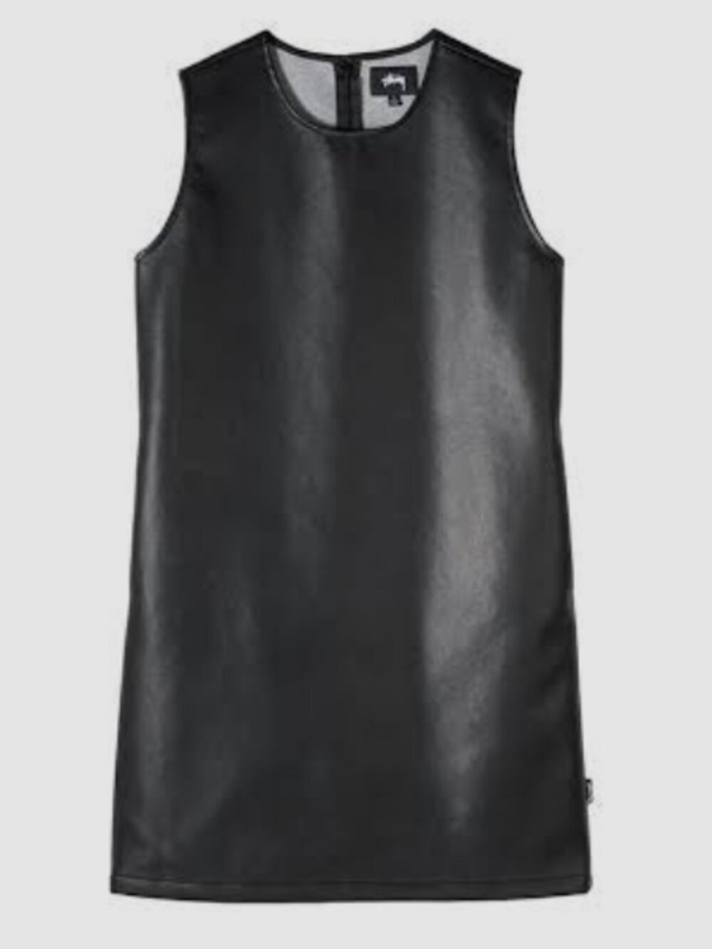 STUSSY Faux Leather Mini Shift Dress Black